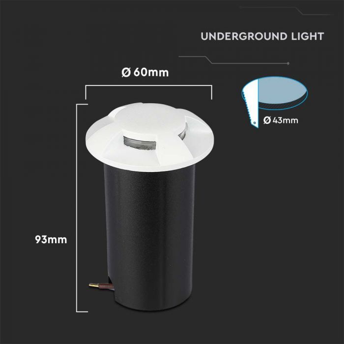 1W(50Lm) 12V LED aialamp, IP67, V-TAC, valge, soe valge valgus 3000K
