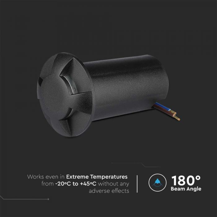 1W(50Lm) 12V LED garden light, IP67, V-TAC, black, cold white light 6400K