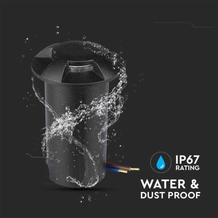 1W(50Lm) 12V LED garden light, IP67, V-TAC, black, cold white light 6400K