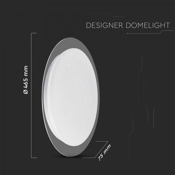 40W(4000Lm) LED V-TAC design rund kupolarmatur med fjärrkontroll, IP20, vit, dimbar, 3/1