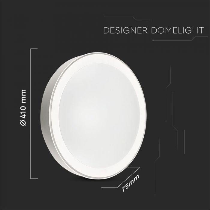 40W(4000Lm) LED V-TAC design rund kupolarmatur med fjärrkontroll, IP20, vit, dimbar, 3/1