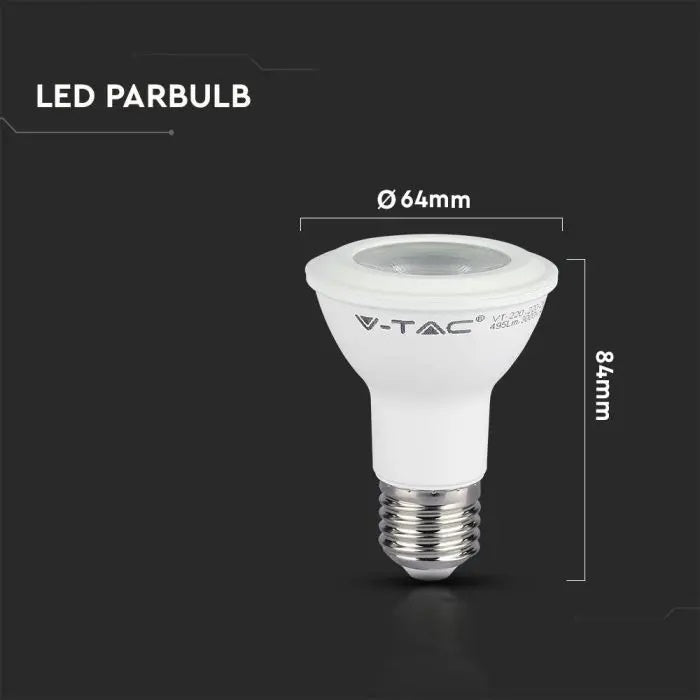 E27 5.8W(425Lm) LED лампа V-TAC SAMSUNG, PAR20, IP20, холодный белый 6500K