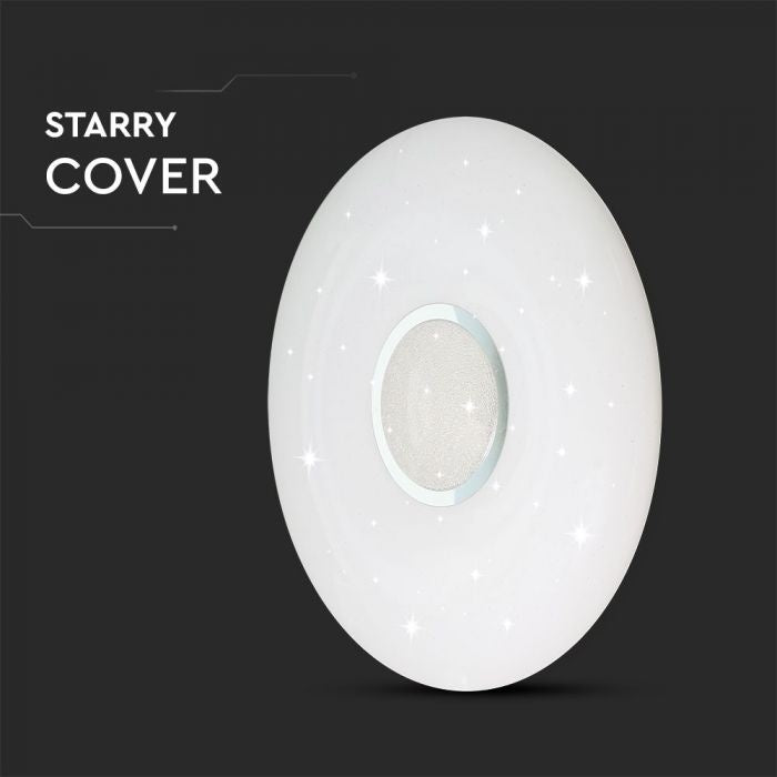 60W(6000Lm) LED V-TAC design rund kupolarmatur med fjärrkontroll, IP20, vit, dimbar, 3/1
