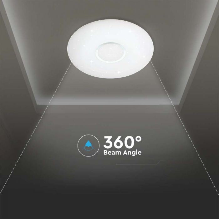 60W(6000Lm) LED V-TAC design rund kupolarmatur med fjärrkontroll, IP20, vit, dimbar, 3/1