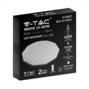 60W(6000Lm) LED V-TAC dizaina apaļš kupola gaismeklis ar tālvadības pulti, IP20, balts, dimmējams, 3/1