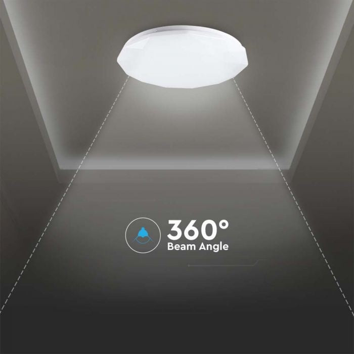 60W(6000Lm) LED V-TAC design rund kupolarmatur med fjärrkontroll, IP20, vit, dimbar, 3/1
