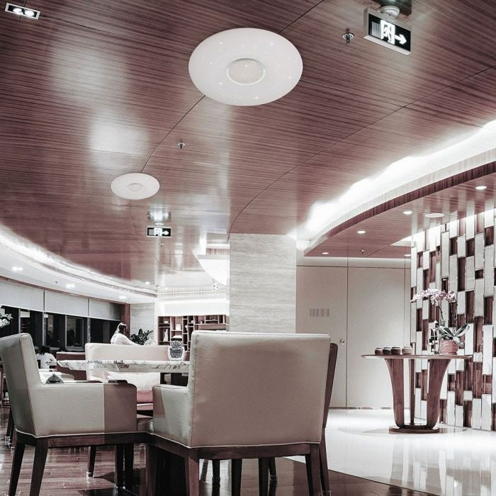 40W(4000Lm)  LED V-TAC dizaina apaļš kupola gaismeklis ar tālvadības pulti, IP20, balts, dimmējams, 3/1