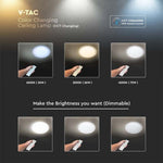 72W(7200Lm) LED V-TAC design rund kupolarmatur med fjärrkontroll, IP20, vit, dimbar, 3/1, 670x80mm