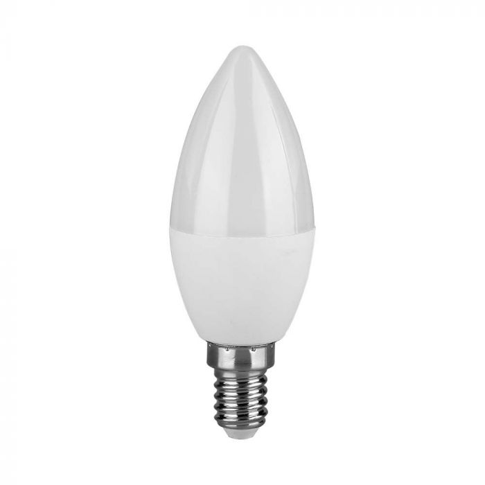 E14 4.5W(470Lm) LED Spuldze V-TAC SAMSUNG,  C37, IP20, garantija 5 gadi, auksti balta gaisma 6500K