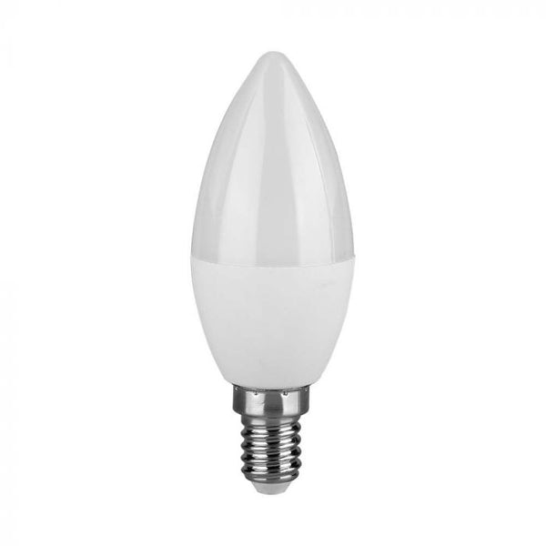 E14 4.5W (470Lm) LED-lambi V-TAC SAMSUNG, C37, IP20, 5 aastat garantiid, 6500K jaheda valge valgus.
