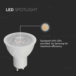 GU10 6W(445Lm) LED Spuldze, V-TAC SAMSUNG, IP20, dimmējama, silti balta gaisma 3000K