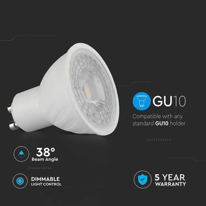 GU10 6W(445Lm) LED Spuldze, V-TAC SAMSUNG, IP20, dimmējama, silti balta gaisma 3000K