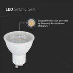 GU10 6W(445Lm) LED Spuldze, V-TAC SAMSUNG, IP20, dimmējama, neitrāli balta gaisma 4000K