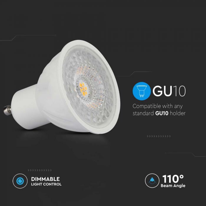 GU10 6W(445Lm) LED Spuldze, V-TAC SAMSUNG, IP20, dimmējama, neitrāli balta gaisma 4000K