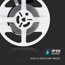 Pris per 1m_8W/m(800Lm/m) 0.66A/m 120 LED Tape, V-TAC, vattentät IP20, 12V, kallvitt ljus 6500K