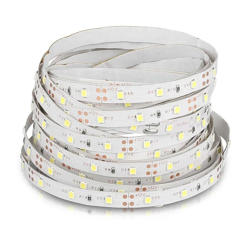 Pris per 1m_4,2W/m (420Lm/m) 0,35A/m 60 LED-strip, V-TAC, vattentät IP20, 12V, kallvitt ljus 6500K