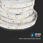 Cena par 1m_4.2W/m (420Lm/m) 0.35A/m 60 LED lente, V-TAC, ūdensnedroša IP20, 12V, auksti balra gaisma 6500K