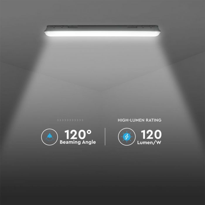 36W(4320Lm) V-TAC SAMSUNG Linear lamp, IP65, IK06, 120cm, without plug (cable connection), cold white light 6500K