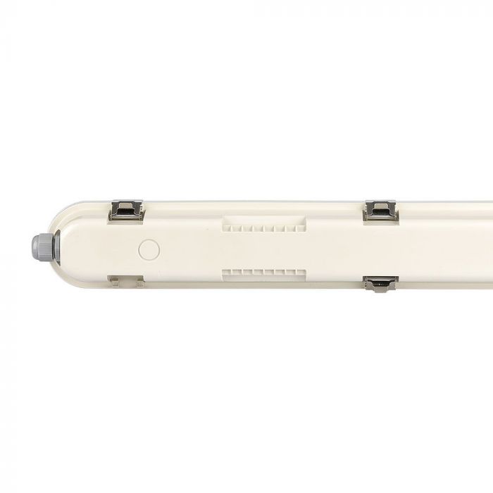 36W(4320Lm) V-TAC SAMSUNG Линейный светильник, IP65, IK07, 120см, с аварийным аккумулятором, цвет молочный, без вилки (подключение кабеля), холодный белый свет 6500K