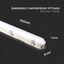 48W(5760Lm) V-TAC SAMSUNG Linear light, IP65, 150cm, with emergency battery, milk color, without plug (cable connection), neutral white light 4000K