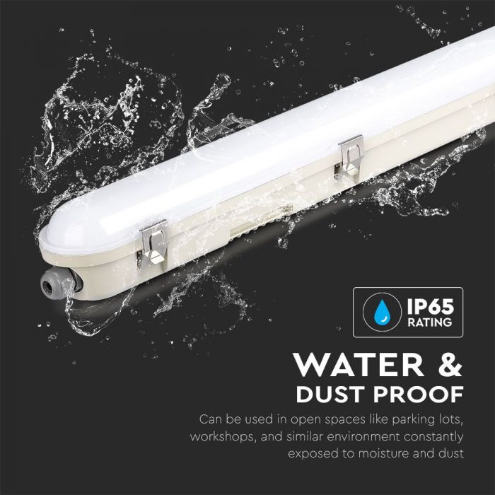48W(5760Lm) V-TAC SAMSUNG Linear light, IP65, 150cm, with emergency battery, milk color, without plug (cable connection), neutral white light 4000K