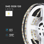 Cena par 1m_8W/m(800Lm/m) 0.66A/m LED Lente, V-TAC, ūdensnedroša IP20, 12V, silti balta gaisma 3000K