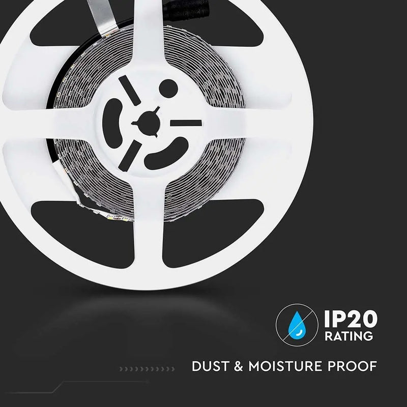 Cena par 1m_8W/m(800Lm/m) 0.66A/m LED Lente, V-TAC, ūdensnedroša IP20, 12V, silti balta gaisma 3000K