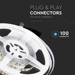 Cena par 1m_8W/m(800Lm/m) 0.66A/m LED Lente, V-TAC, ūdensnedroša IP20, 12V, silti balta gaisma 3000K