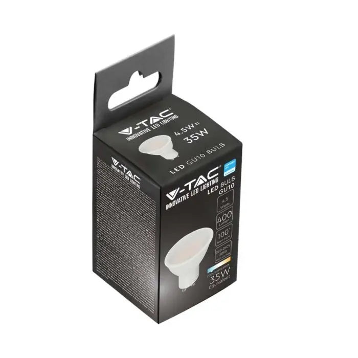 GU10 4,5W (400Lm) LED-lampa, V-TAC, IP20, kallvit 6500K