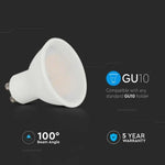 GU10 4,5W (400Lm) LED-lampa, V-TAC, IP20, kallvit 6500K