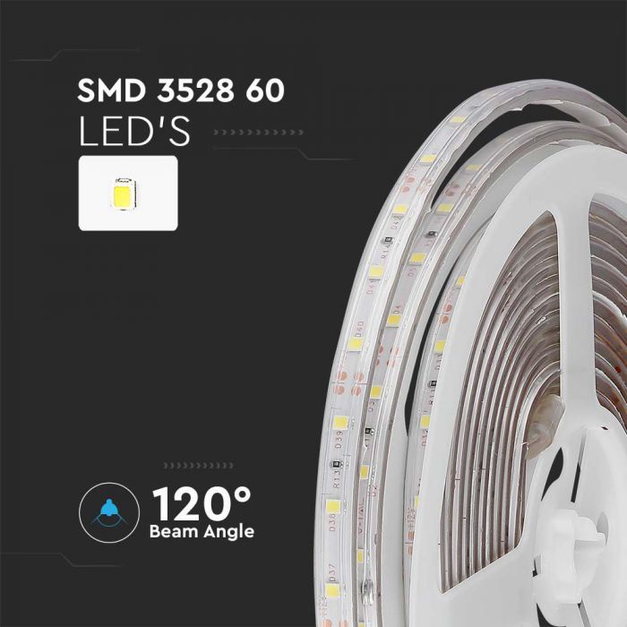 Cena par 5m_3.2W/m 12V 60 LED lente, V-TAC, IP65, zaļa
