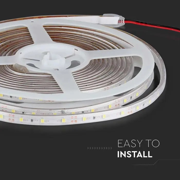 Hind 5m_3.2W/m(420Lm/m) 0.42A/m 60 LED lint, V-TAC, veekindel IP65, 12V, punane.