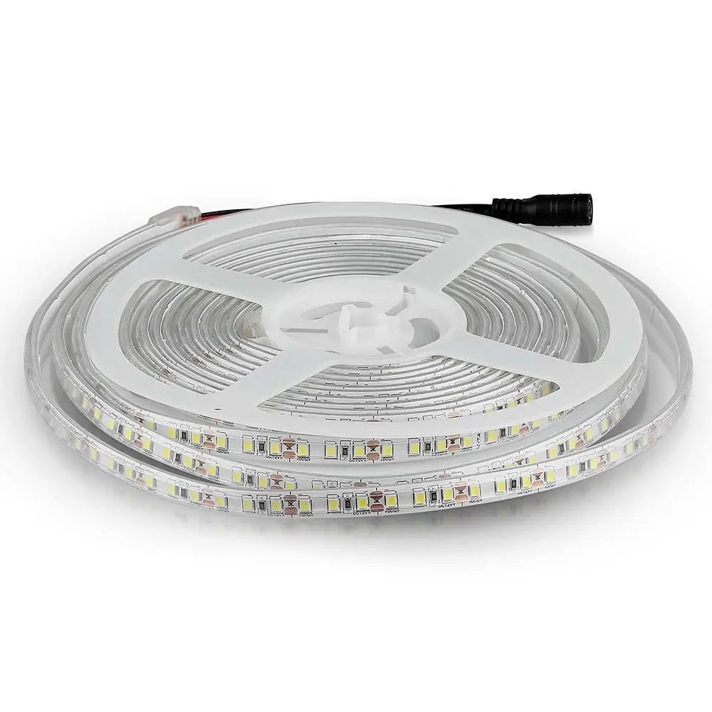 Cena par 5m_8W/m(800Lm/m) 0.66A/m LED Lente, V-TAC, ūdensdroša IP65, 12V, auksti balta gaisma 6500K