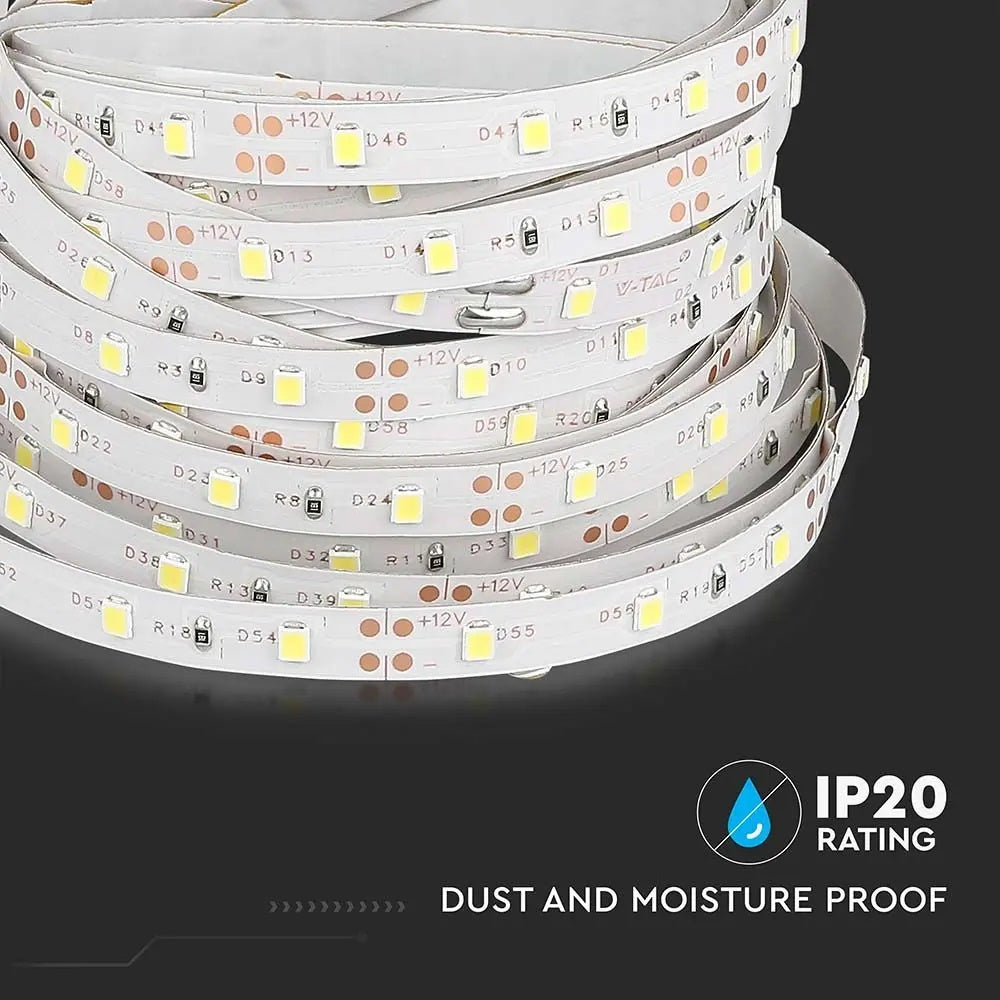 Cena par 1m_4.2W/m (420Lm/m) 0.35A/m LED lente, V-TAC, ūdensnedroša IP20, 12V, neitrāli balta gaisma 4000K