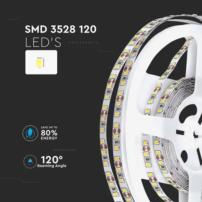 Cena par 1m_8W/m(800Lm/m) 0.66A/m LED Lente, V-TAC, ūdensnedroša IP20, 12V, neitrāli balta gaisma 4000K
