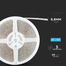 Cena par 5m_3.6W/m(420Lm/m) 0.42A/m 60 LED Lente, V-TAC, ūdensdroša IP65, 12V, neitrāli balta gaisma 4000K