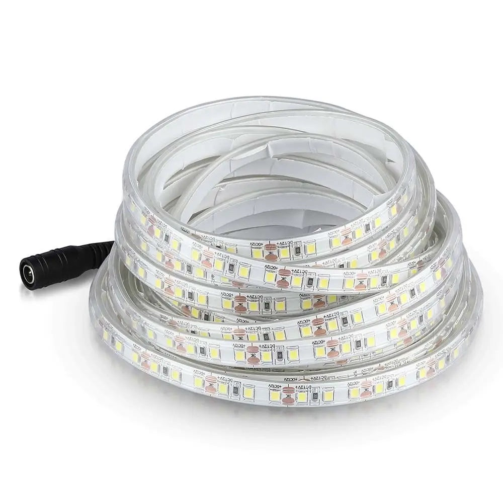 Cena par 5m_8W/m(800Lm/m) 0.66A/m LED Lente, V-TAC, ūdensdroša IP65, 12V, neitrāli balta gaisma 4000K