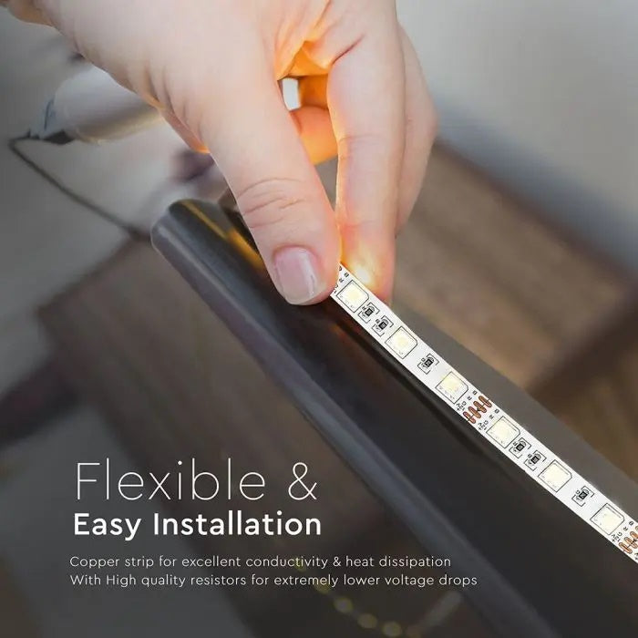 Цена за 1м7Вт/м(900Лм/м) 60 светодиодных лент, V-TAC, водонепроницаемость IP20, 12В, цветные RGB