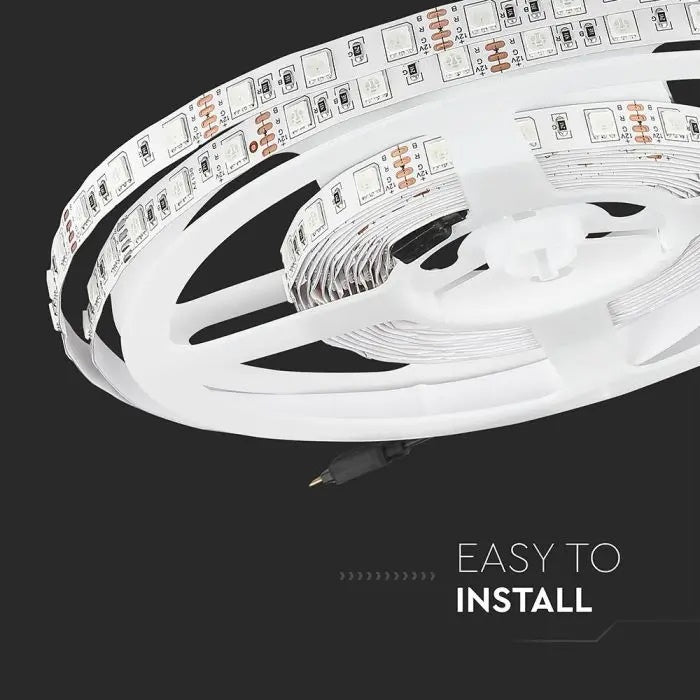 Cena par 1m_7W/m(900Lm/m) 60 LED Lente, V-TAC, ūdensnedroša IP20, 12V, RGB krāsaina