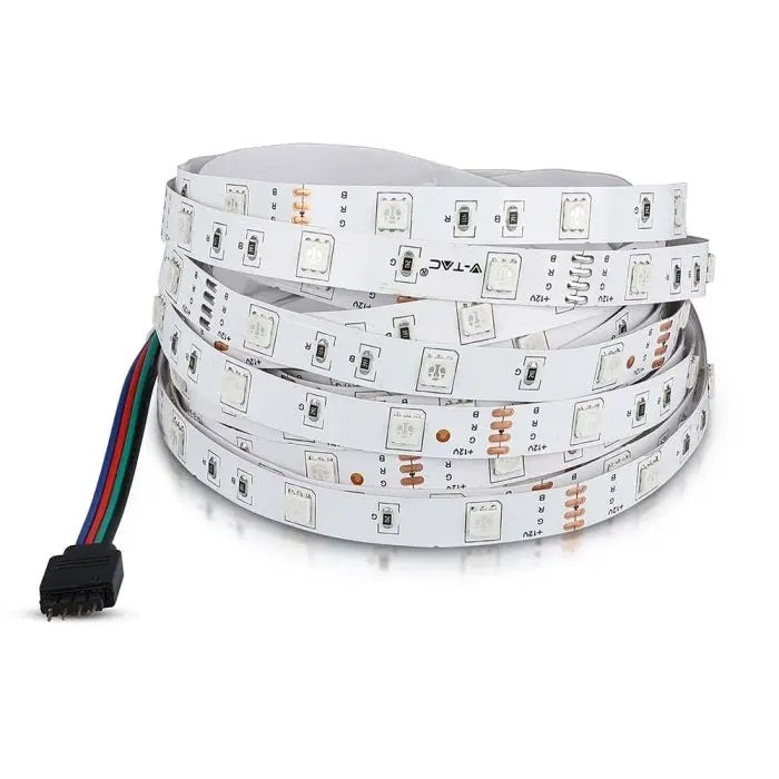 Cena par 1m_4W/m(500Lm/m) 0.5A/m LED Lente, V-TAC, ūdensnedroša IP20, 12V, RGB krāsaina