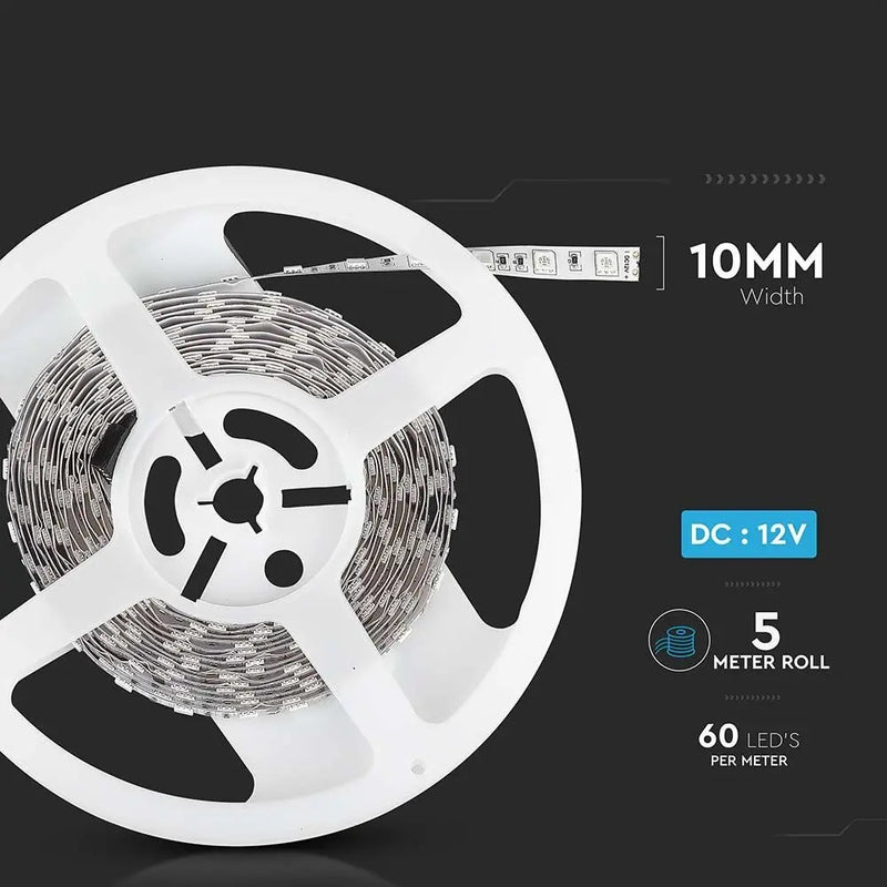 Price for 1m_11W/m(900Lm/m) 0.9A/m LED Tape, V-TAC, waterproof IP20, 12V, cold white light 6500K