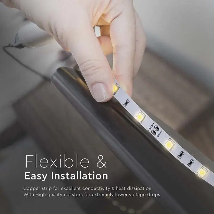 Price for 1m_6W/m(500Lm/m) 0.5A/m 30 LED Tape, V-TAC, waterproof IP20, 12V, cold white light 6500K
