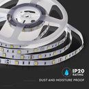 Pris per 1m_6W/m(500Lm/m) 0,5A/m 30 LED Tape, V-TAC, vattentät IP20, 12V, kallvitt ljus 6500K