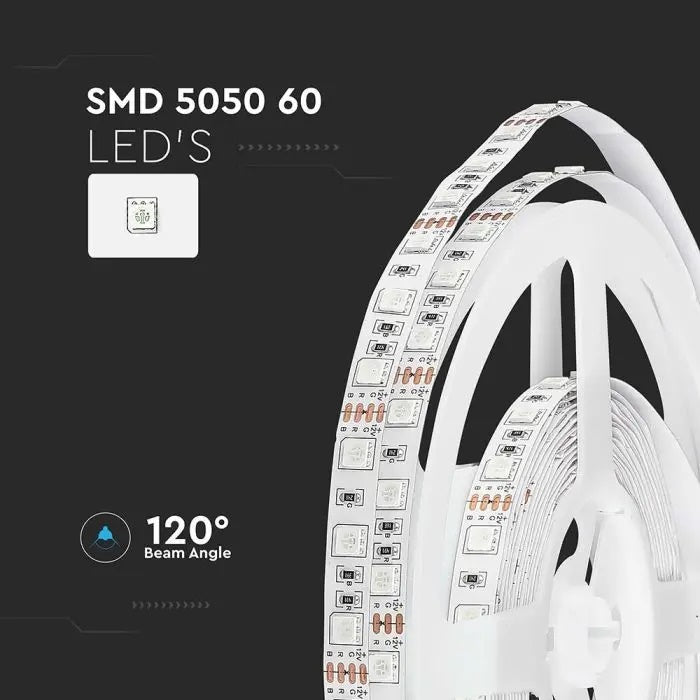 Pris för 1m_11W/m(900Lm/m) 0.9A/m 60 LED Tape, V-TAC, vattentät IP20, 12V, grön