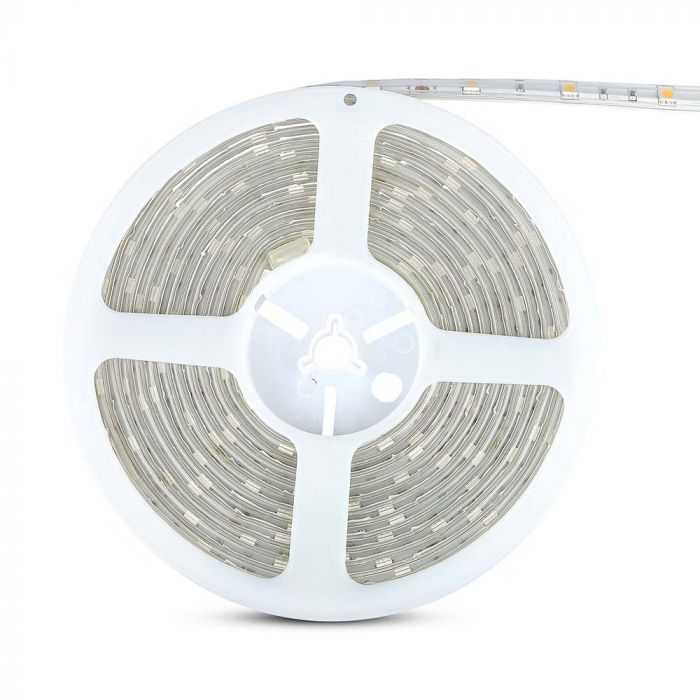 Cena par 5m_6W/m(500Lm/m) 30 LED lente, 12V, V-TAC, IP65, silti balta gaisma 3000K