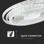 Cena par 5m_6W/m(500Lm/m) 30 LED lente, 12V, V-TAC, IP65, silti balta gaisma 3000K
