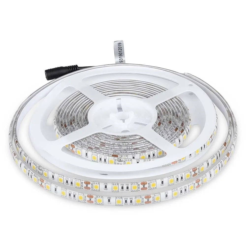 Cena par 5m_11W/m(900Lm/m) 0.9A/m LED Lente, V-TAC, ūdensdroša IP65, 12V, silti balta gaisma 3000K