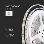 Hind 5m_7W/m(140Lm/m) 0.29A/m 60LED/m LED RGB lint, V-TAC, veekindel IP65, 12V
