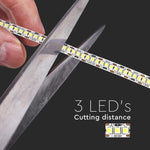 Cena par 1m_20W/m(2000Lm/m) 1.66A/m 240 LED Lente, V-TAC, ūdensnedroša IP20, 12V, silti balta gaisma 3000K