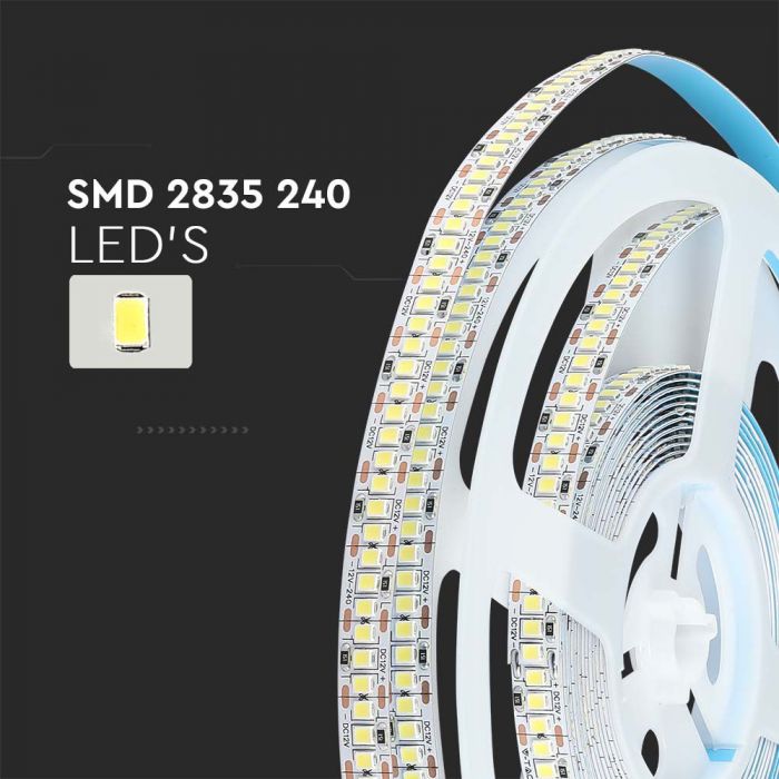 Cena par 1m_20W/m(2000Lm/m) 240 LED lente, 12V, V-TAC, IP20, neitrāli balta gaisma 4000K